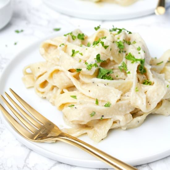 Vegan Fettuccine Alfredo - Recipe photo by This Savory Vegan