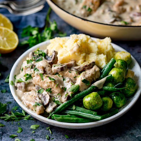 Creamy Chicken & Mushroom Casserole - Recipe photo by KitchenSanctuary