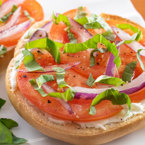 Open Faced Bagel - Recipe photo by For the Love of Cooking