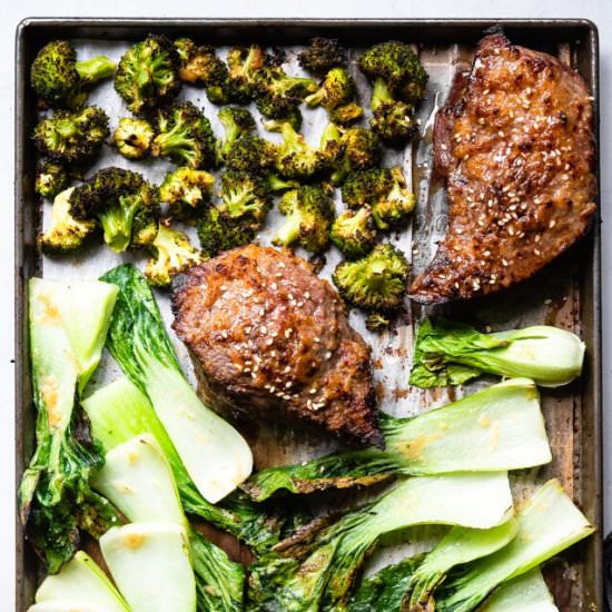 Asian Miso Steak Sheet Pan Dinner - Recipe photo by foodfaithfitness