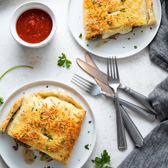 philly cheese steak calzones - Recipe photo by The Blond Cook