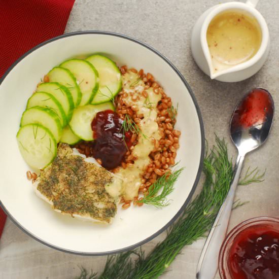 Norwegian Cod Grain Bowl - Recipe photo by alisonsallspice