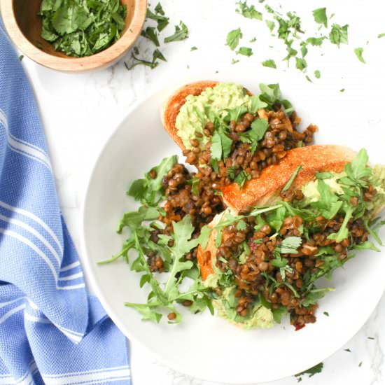 Chipotle Lentil Avocado Toast - Recipe photo by This Savory Vegan
