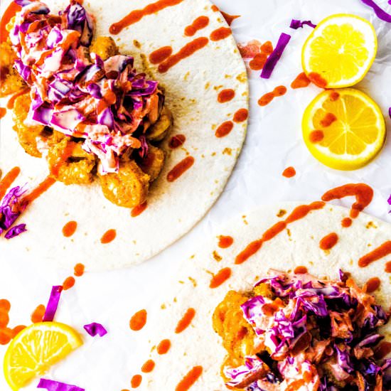Zesty Shrimp Tacos with Purple Slaw - Recipe photo by Cradle Kitchen
