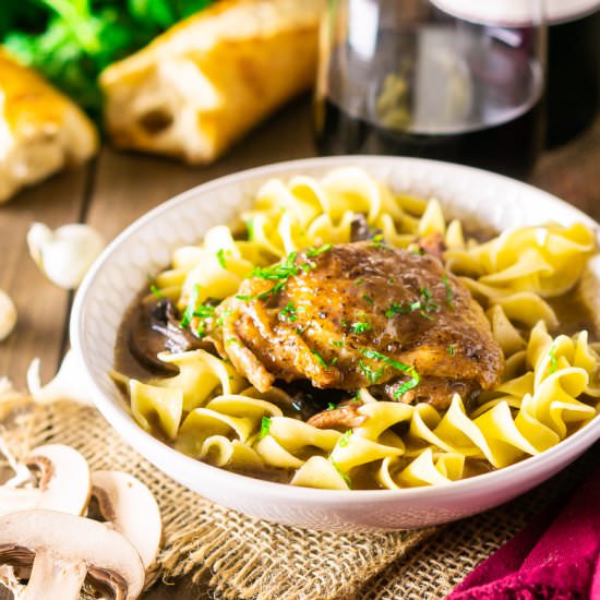 The Best Coq Au Vin - Recipe photo by Burrata and Bubbles