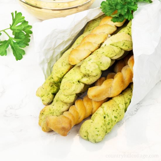 Parsley Braided Bread Sticks - Recipe photo by Country Hill Cottage