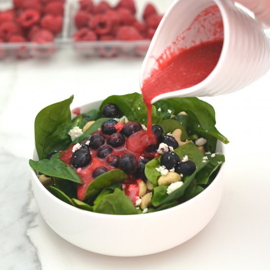 3 Ingredient Raspberry Vinaigrette - Recipe photo by My Flourless Kitchen