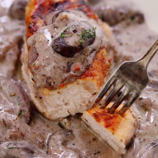 Creamy Chicken Marsala - Recipe photo by peasandpeonies