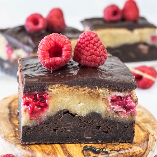 Raspberry Vegan Bars - Recipe photo by piesandtacos