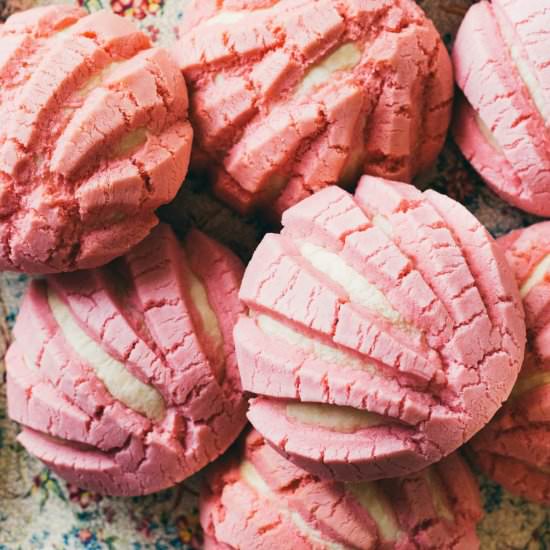 Pink Conchas Pan Dulce - Recipe photo by OliveandArtisan
