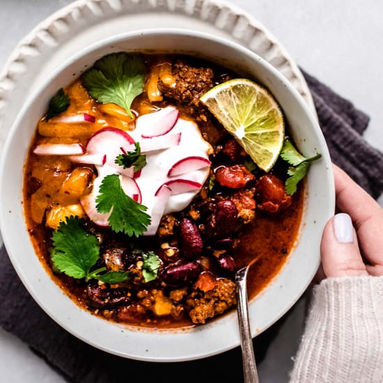 The BEST Instant Pot Chili - Recipe photo by platingsandpairings