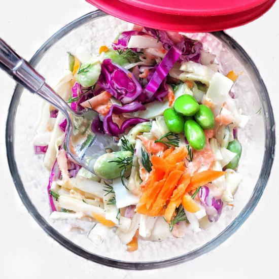 Healthy VEGAN Coleslaw with Edamame - Recipe photo by Megan Kerry
