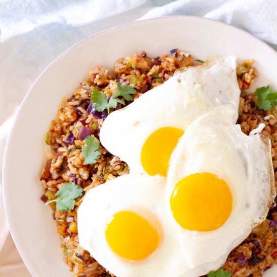 vegetarian kimchi fried rice - Recipe photo by healthyfeels