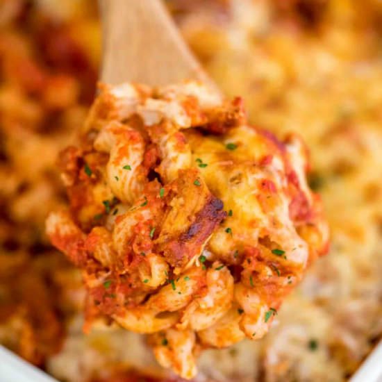 Chicken Parmesan Casserole - Recipe photo by peasandpeonies