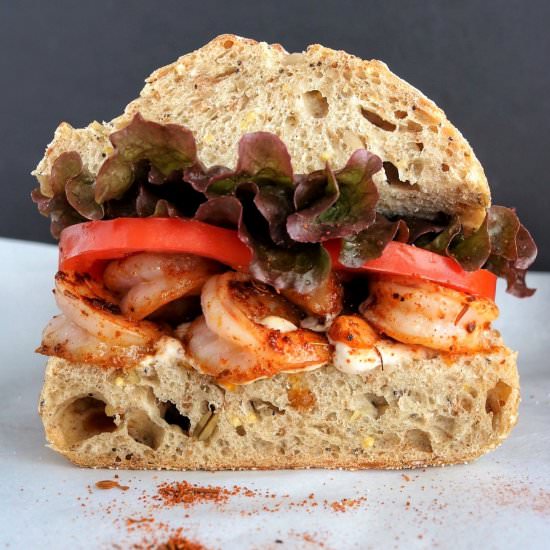 Blackened Shrimp Po' Boy - Recipe photo by The Nutrition Adventure