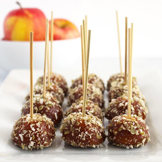 Easy Raw Caramel Apple Pops - Recipe photo by FitLiving Eats