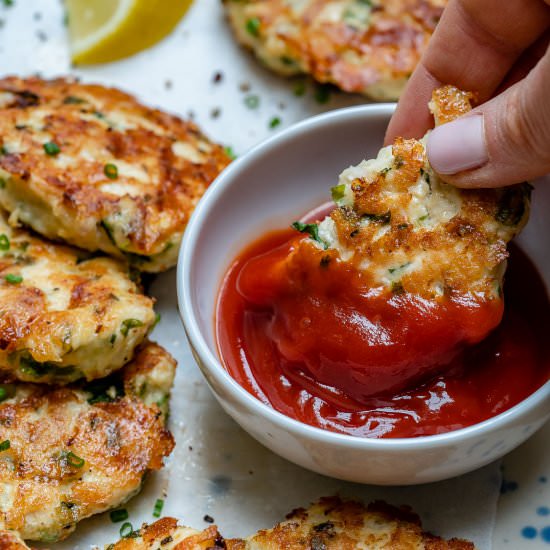 Cheesy Chicken Fritters Recipe - Recipe photo by Blondelish.com