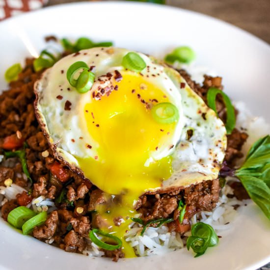 Pork, Egg & Holy Basil Stir Fry - Recipe photo by pepperspennies