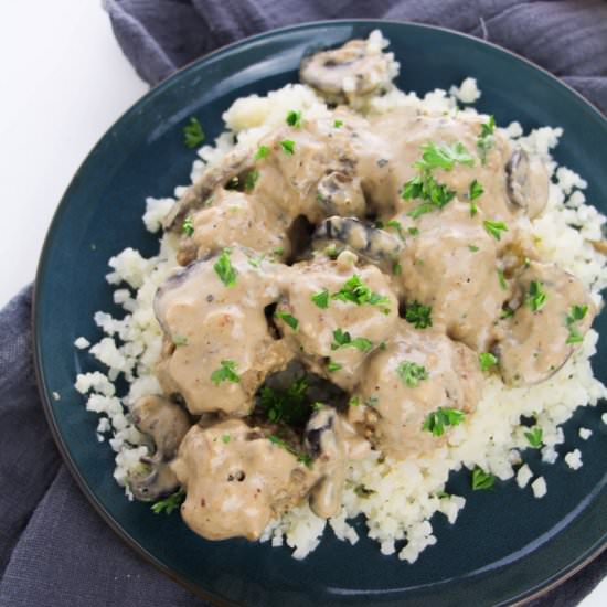 Keto Stroganoff Meatballs - Recipe photo by sizzleandsalt