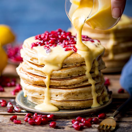 Ricotta Pancakes with Creamy Lemon - Recipe photo by KitchenSanctuary