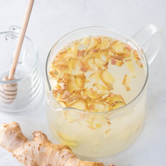 How to Brew Fresh Ginger Tea - Recipe photo by wholefully
