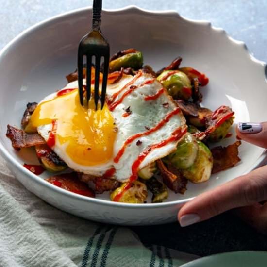 Sriracha Brussels Sprouts Hash - Recipe photo by theseasonaljunkie