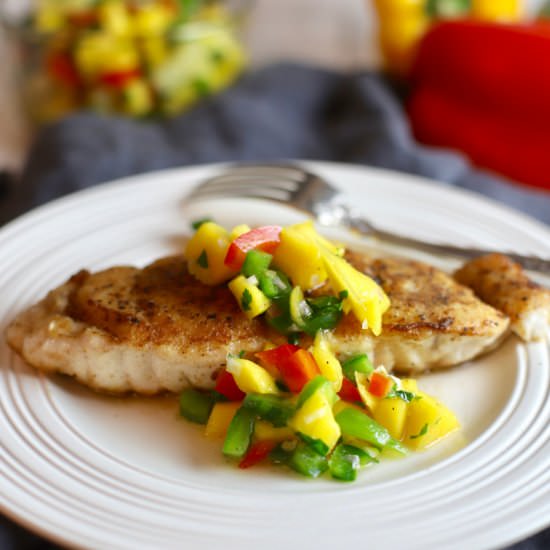 Pan Seared Red Snapper Mango Salsa - Recipe photo by Grits and Pinecones