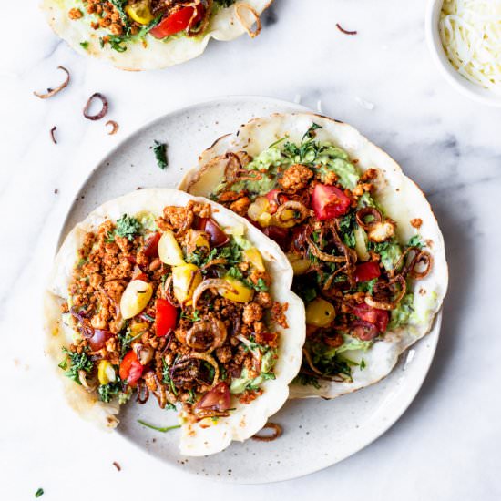 Spicy Mexican Tofu Tostadas - Recipe photo by heyemilyann