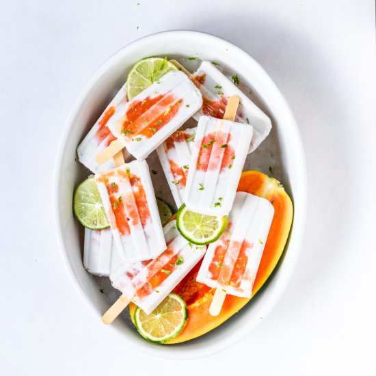 Vegan Papaya & Lime Popsicles - Recipe photo by ShortGirlTallOrder