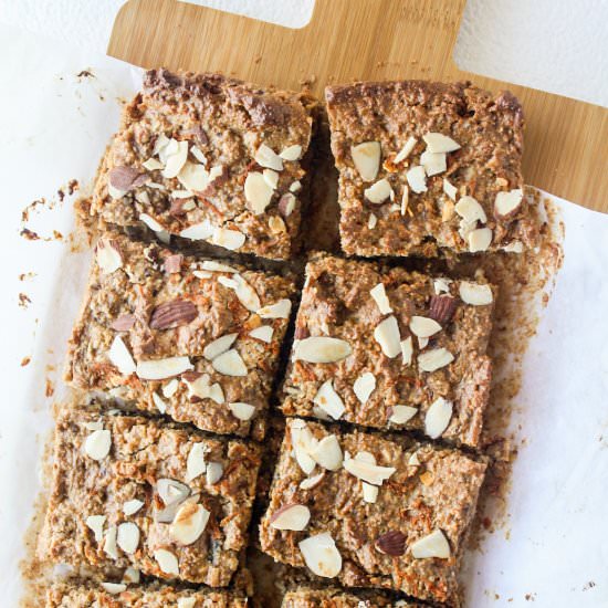 Carrot Oat & Almond Snack Bars - Recipe photo by The Desserted Girl