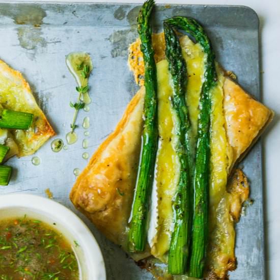 Asparagus & Brie Tarts with Honey - Recipe photo by Never Not Hungry