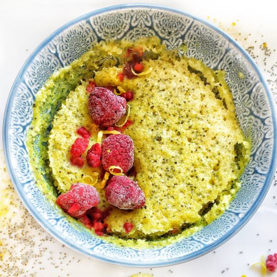 VEGAN Lemon Poppy Seed Mug Cake - Recipe photo by Megan Kerry