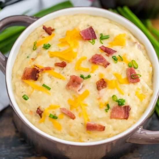 Crockpot Cheesy Potato Soup - Recipe photo by peasandpeonies