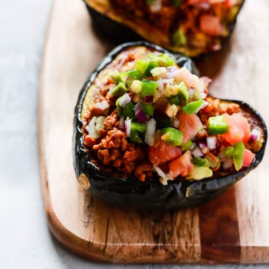 Whole30 Taco Stuffed Acorn Squash - Recipe photo by PrimaveraKitchen