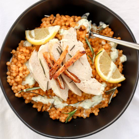 Avgolemono turkey and couscous - Recipe photo by meandthemoose