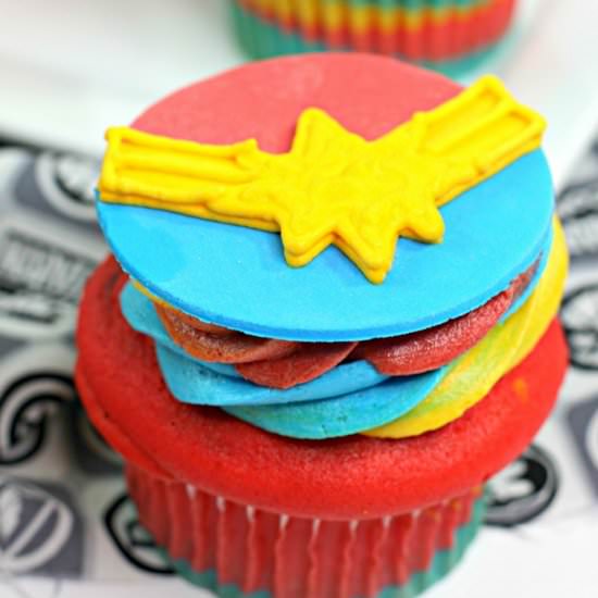 Captain Marvel Cupcakes - Recipe photo by JenniferH
