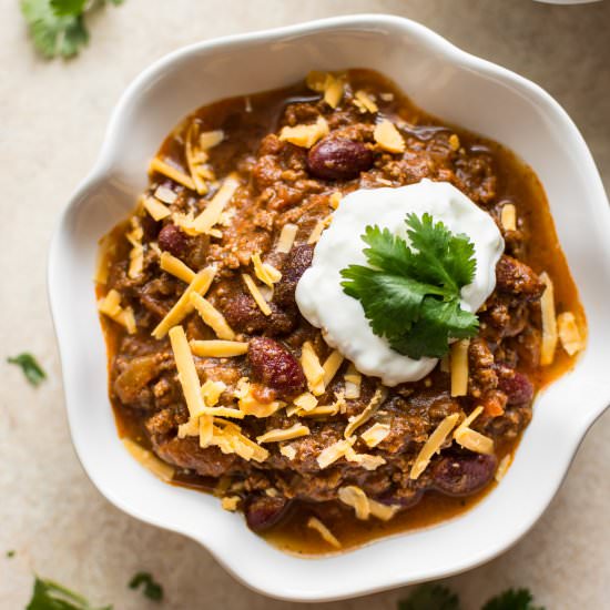 Instant Pot Beef Chili - Recipe photo by saltandlavender