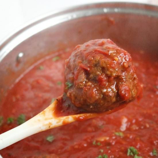 Tomato Sauce and Meatballs - Recipe photo by sizzleandsalt