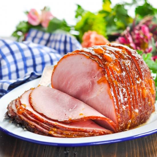 Baked Ham with Apricot Glaze - Recipe photo by The Seasoned Mom