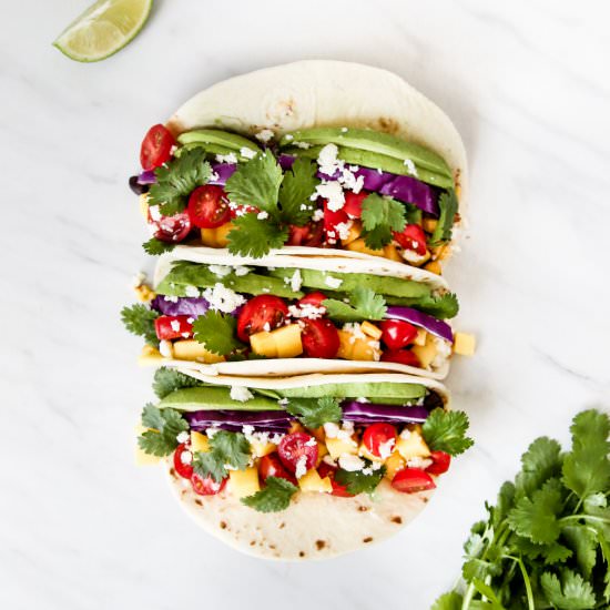 Black Bean Mango Tacos - Recipe photo by Domestically Blissful