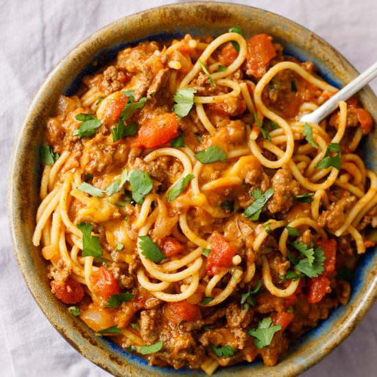 Mexican Spaghetti Casserole - Recipe photo by casserole crissy