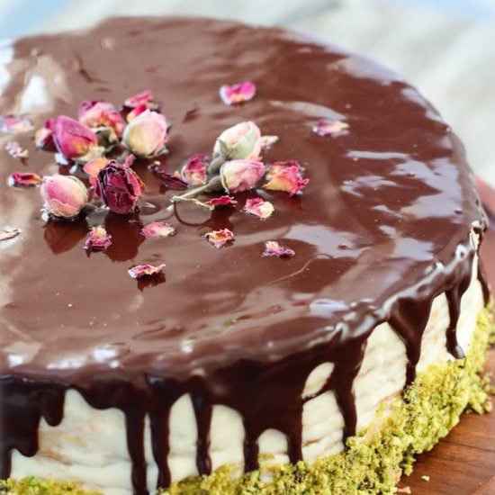 PISTACHIO ROSE RUSSIAN NAPOLEON CAKE - Recipe photo by Welcome2ourTable