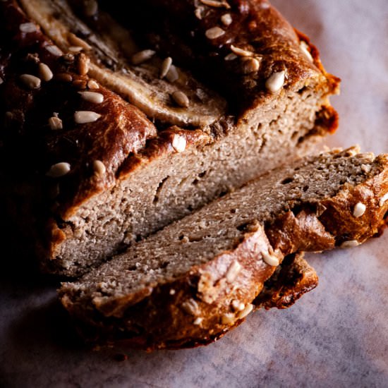 3-Ingredient Sunbutter Banana Bread - Recipe photo by moon and spoon and yum.