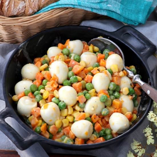 Mixed Vegetables With Quail Eggs - Recipe photo by foxy folksy