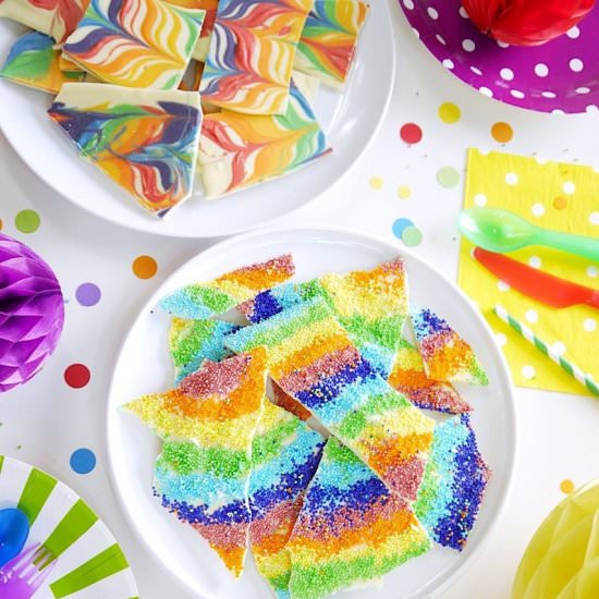Rainbow Chocolate Bark 2 Ways - Recipe photo by BirdsParty