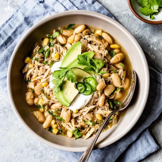 Healthy White Chicken Chili - Recipe photo by foolproofliving.com