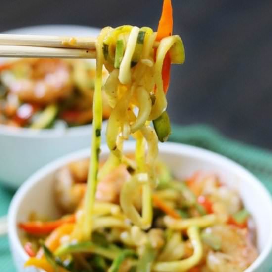 Pad Thai Zoodles and Shrimps - Recipe photo by sizzleandsalt