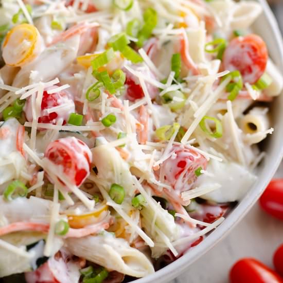 Light Parmesan Ranch Pasta Salad - Recipe photo by The Creative Bite