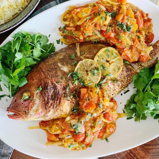 Whole Red Snapper withTomato Relish - Recipe photo by SevenSpiceLife