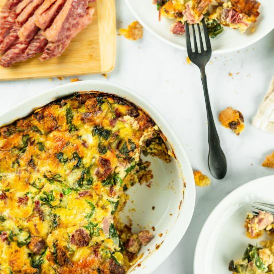 Corned Beef and Kale Strata - Recipe photo by sipandspice